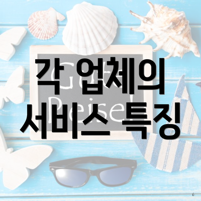 각 업체의 서비스 특징