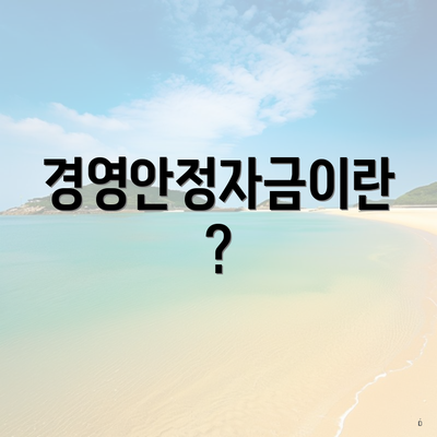 경영안정자금이란?