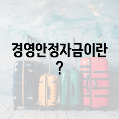 경영안정자금이란?