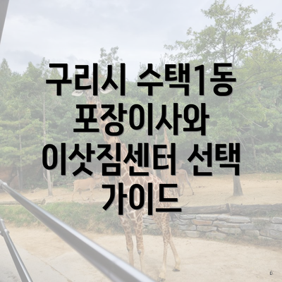 구리시 수택1동 포장이사와 이삿짐센터 선택 가이드