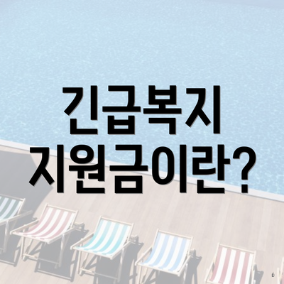 긴급복지 지원금이란?