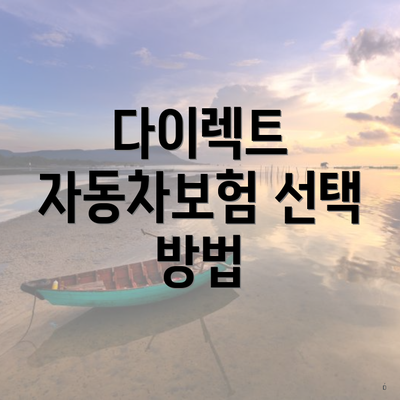 다이렉트 자동차보험 선택 방법