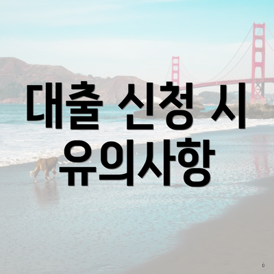 대출 신청 시 유의사항