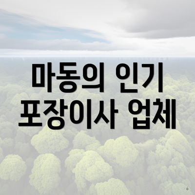 마동의 인기 포장이사 업체