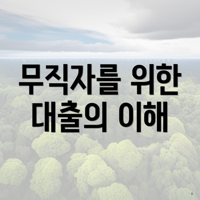 무직자를 위한 대출의 이해