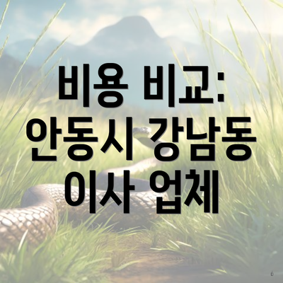 비용 비교: 안동시 강남동 이사 업체
