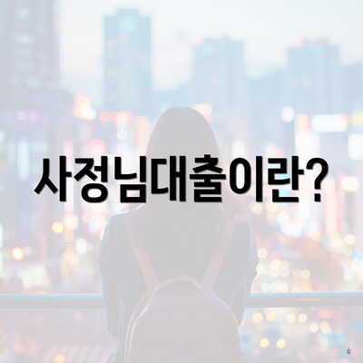 사정님대출이란?