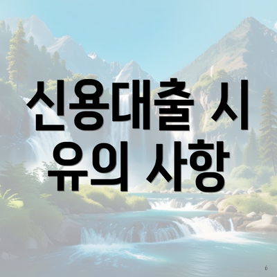 신용대출 시 유의 사항