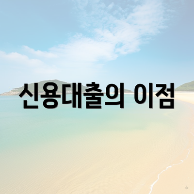신용대출의 이점
