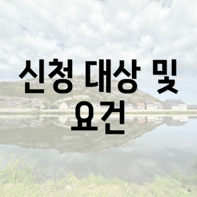 신청 대상 및 요건