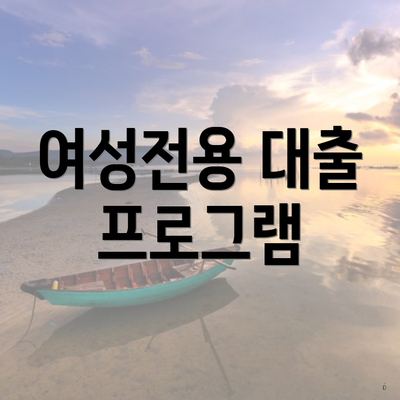 여성전용 대출 프로그램