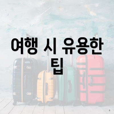 여행 시 유용한 팁