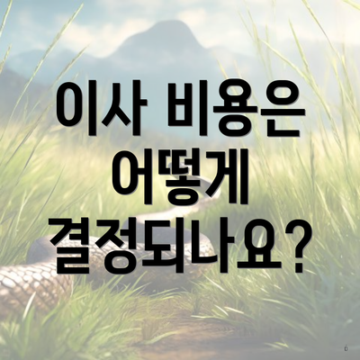 이사 비용은 어떻게 결정되나요?