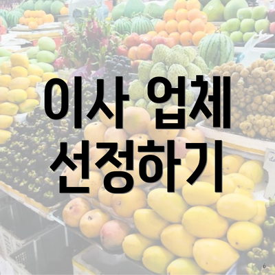 이사 업체 선정하기
