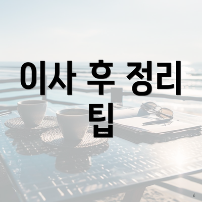 이사 후 정리 팁