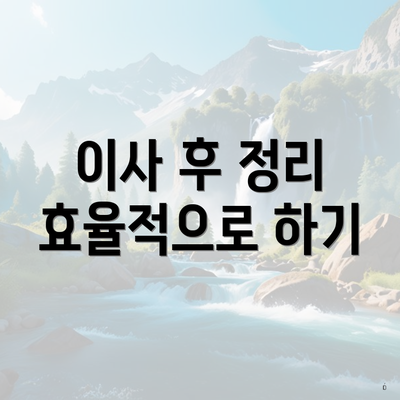 이사 후 정리 효율적으로 하기