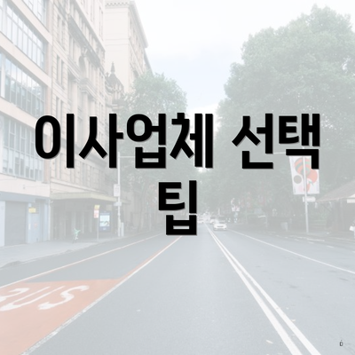 이사업체 선택 팁
