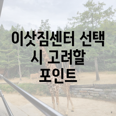 이삿짐센터 선택 시 고려할 포인트