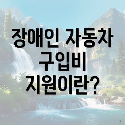 장애인 자동차 구입비 지원이란?