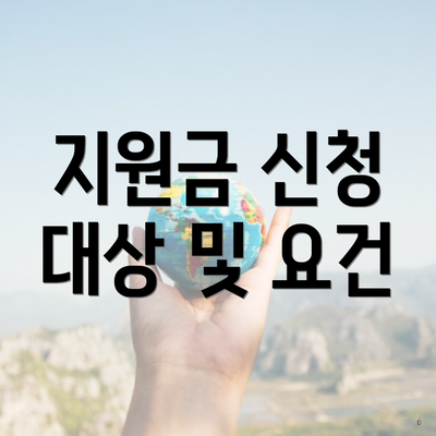 지원금 신청 대상 및 요건
