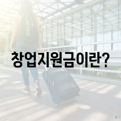 창업지원금이란?