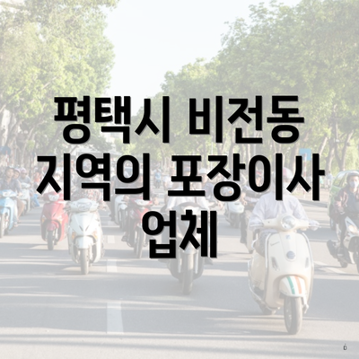 평택시 비전동 지역의 포장이사 업체