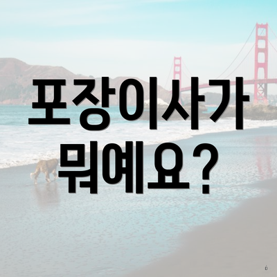 포장이사가 뭐예요?
