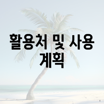 활용처 및 사용 계획