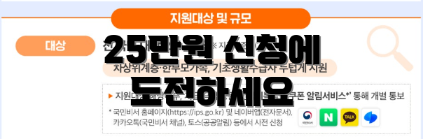 25만원 신청에 도전하세요